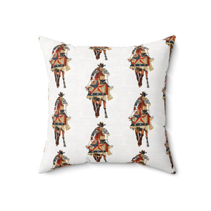 Bohemian Square Pillow with Patriotic Cowboy Design