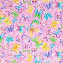 Load image into Gallery viewer, Butterflies On Pink Cotton Calico Fabric
