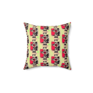 Bold Love Square Pillow - Vibrant Floral Design for Home Decor