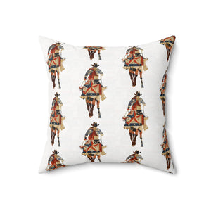 Bohemian Square Pillow with Patriotic Cowboy Design