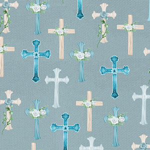Love Never Fails Digital Crosses Cotton Fabric