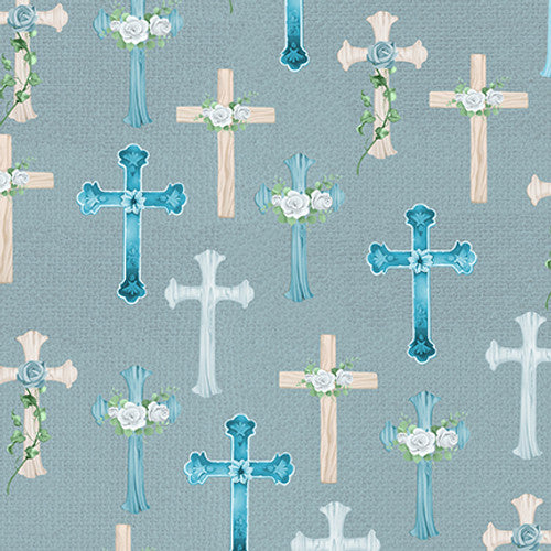 Love Never Fails Digital Crosses Cotton Fabric
