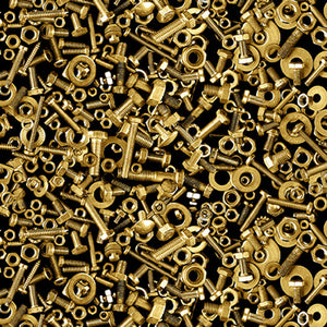 Full Steam Ahead Digital Nuts and Bolts Cotton Fabric