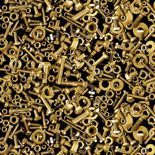 Full Steam Ahead Digital Nuts and Bolts Cotton Fabric