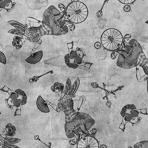 Full Steam Ahead Digital Silhouettes Cotton Fabric