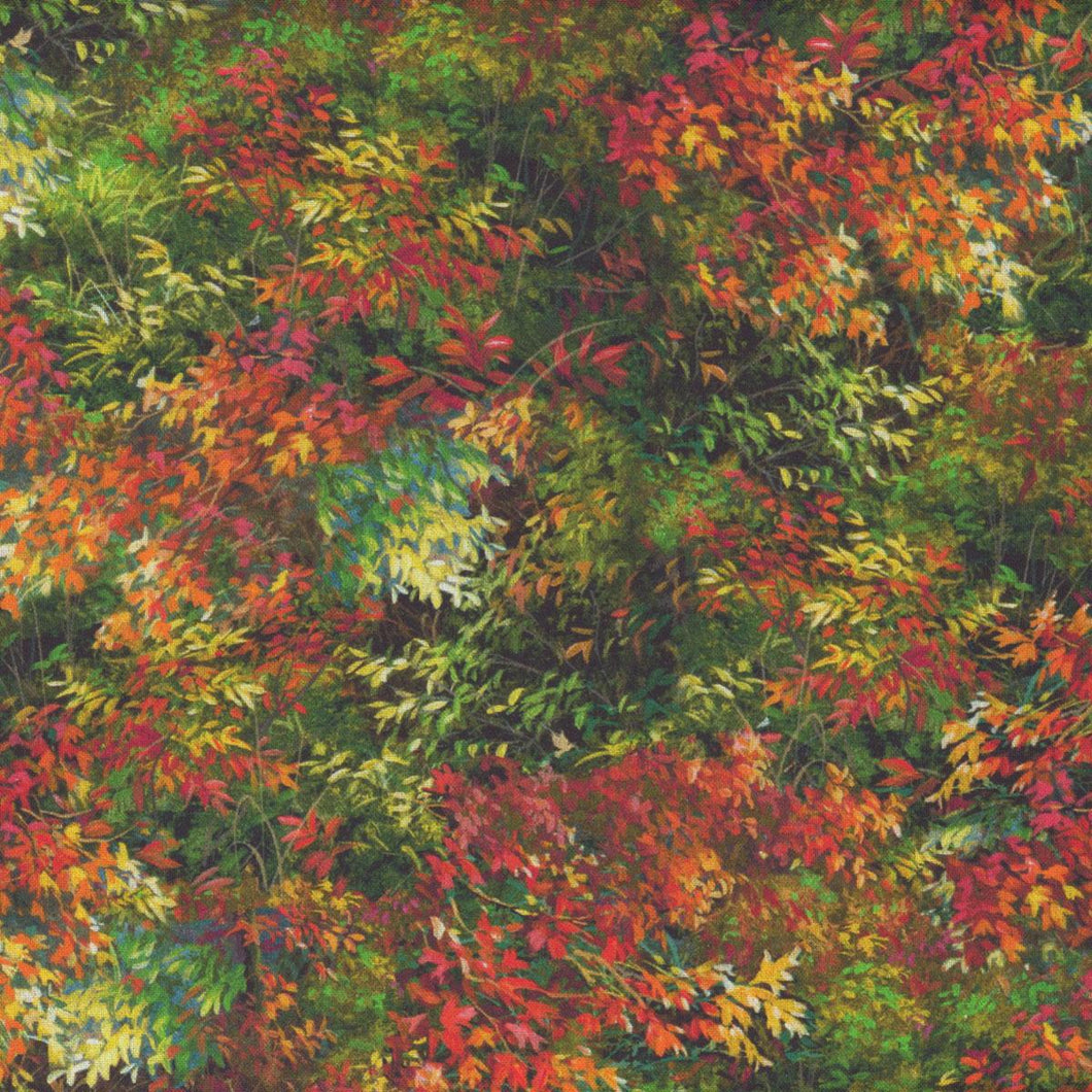 Through The Forest Light Rustling Foliage Multi Cotton Fabric