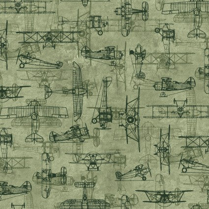 Handmade Valance or Curtain Panel First in Flight Blueprint Green