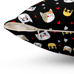 Playful Cat-Themed Decorative Pillow