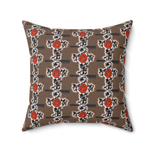 Cross With Rose Square Pillow - Cozy Home Decor Accent