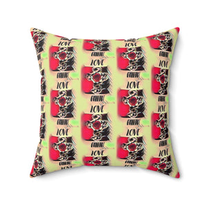 Bold Love Square Pillow - Vibrant Floral Design for Home Decor