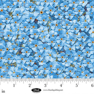 Forget Me Not Digital Flowers Cotton Fabric