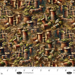 Forget Me Not Digital Thread and Moss Cotton Fabric