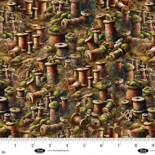 Forget Me Not Digital Thread and Moss Cotton Fabric