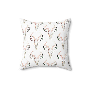 Rustic Skull Print Square Pillow - Bohemian Home Decor