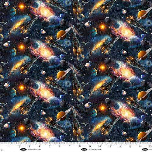Space Cadet Spacecrafts Cotton Fabric