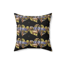 Load image into Gallery viewer, Elk-Inspired Square Pillow with Scenic Heart Design
