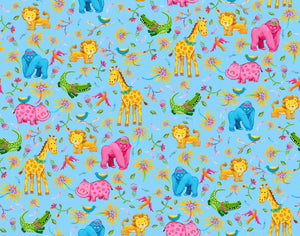 Handmade Blanket, Burp Rag/ Security Blanket, and Bib Jungle Animals Aqua