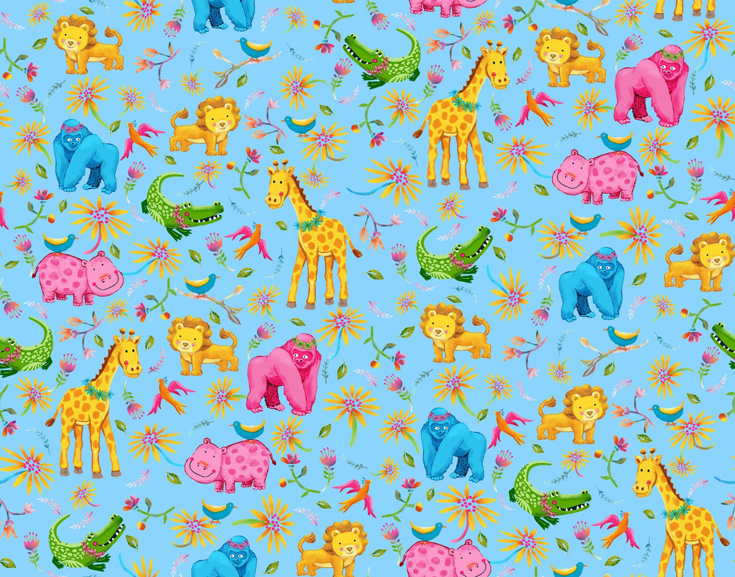 Handmade Blanket, Burp Rag/ Security Blanket, and Bib Jungle Animals Aqua