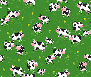 Handmade Blanket, Burp Rag/ Security Blanket, and Bib Cows Green