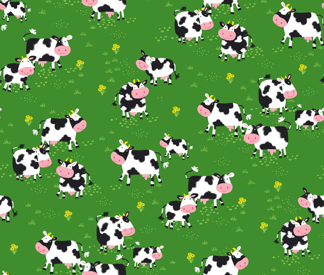 Handmade Blanket, Burp Rag/ Security Blanket, and Bib Cows Green