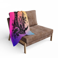 Load image into Gallery viewer, Bohemian Floral Crescent Moon Fleece Blanket - Cozy Home Decor for Dreamers
