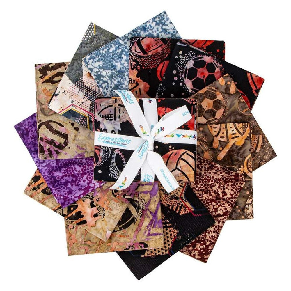 12 Fat Quarters - Expressions Batiks Let's Play Ball! Fat Quarter Cotton Bundle