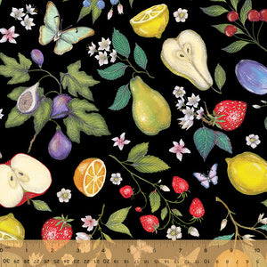 Just Fruit Toss Black Cotton Fabric