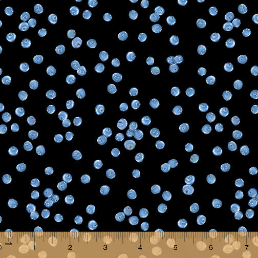Just Fruit Blueberries Black Cotton Fabric