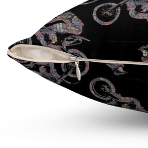 Motorcycle Rider Square Pillow – Cozy Décor for Bike Enthusiasts