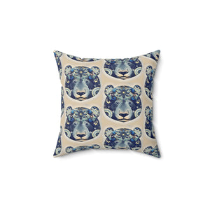 Boho Bear Pattern Decorative Pillow | Cozy Animal Print Cushion