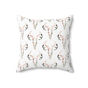 Rustic Skull Print Square Pillow - Bohemian Home Decor