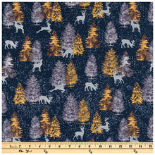 Load image into Gallery viewer, Metallic Christmas Trees Calico Cotton Fabric
