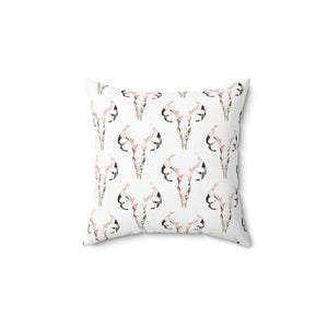 Rustic Skull Print Square Pillow - Bohemian Home Decor