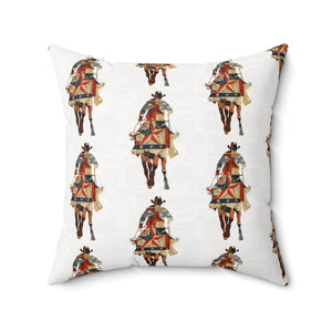Bohemian Square Pillow with Patriotic Cowboy Design