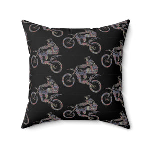 Motorcycle Rider Square Pillow – Cozy Décor for Bike Enthusiasts