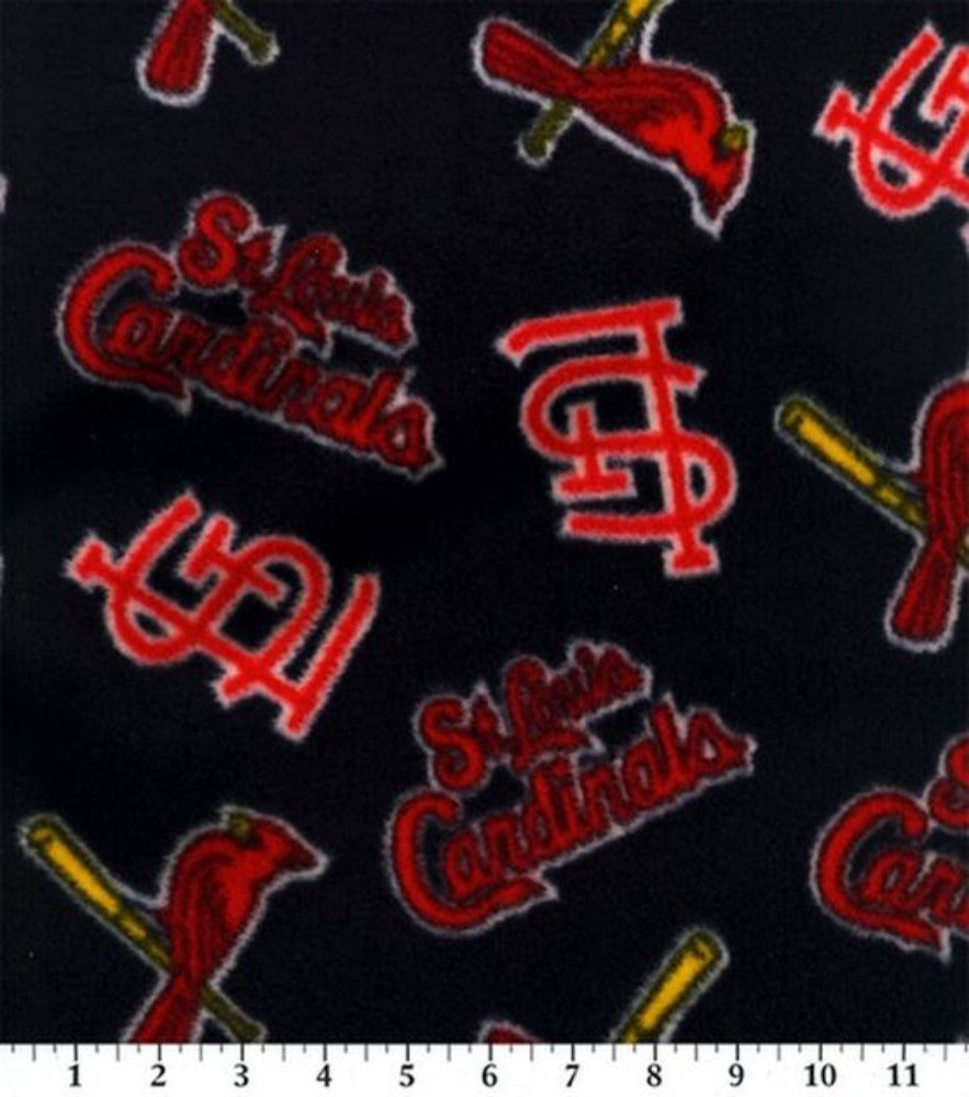 Cardinals Tossed Navy Blue Fleece Fabric