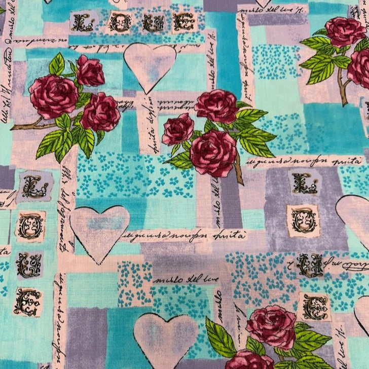 Love Patched Cotton Fabric