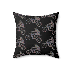 Motorcycle Rider Square Pillow – Cozy Décor for Bike Enthusiasts
