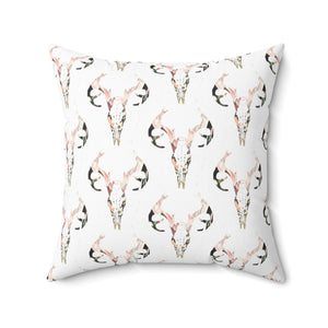 Rustic Skull Print Square Pillow - Bohemian Home Decor