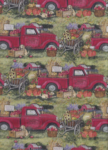 Handmade Placemat Or Table Runner Harvest Truck Allover