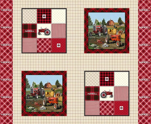 Farmall Plaid Pillow Panel Cotton Fabric