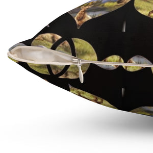 Elk-Inspired Square Pillow with Scenic Heart Design