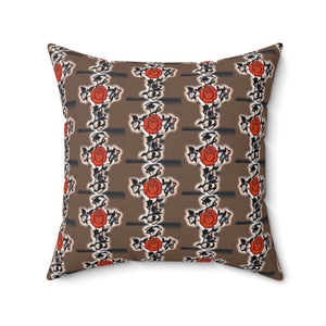 Cross With Rose Square Pillow - Cozy Home Decor Accent