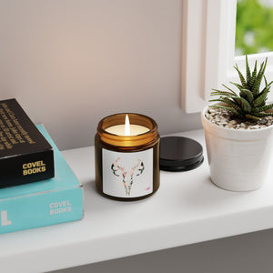 Artistic Skull Scented Soy Candle - Unique Amber Jar Decor