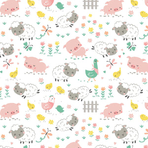 Handmade Blanket, Burp Rag/ Security Blanket, and Bib Farm Life White