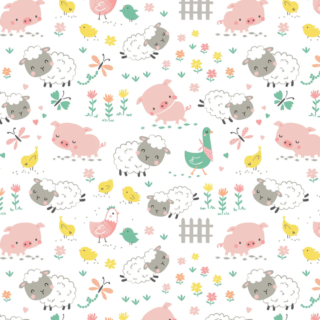 Handmade Blanket, Burp Rag/ Security Blanket, and Bib Farm Life White