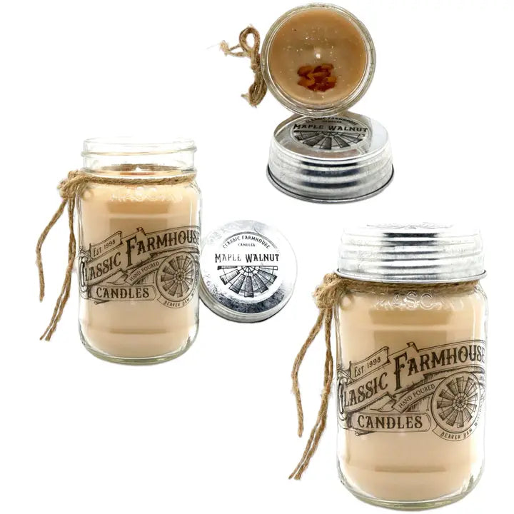 Maple Walnut 14 oz Mason Jar Candle