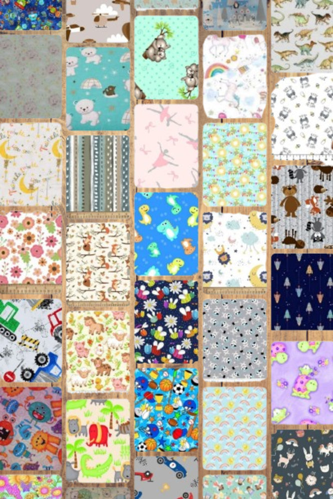 Assorted Children's Flannel - 1/2 Yard Cuts -  10 Prints- Fabric Bundle