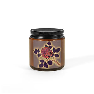 Digital Rose Scented Soy Candle in Amber Jar - Perfect Gift for Romantic Occasions