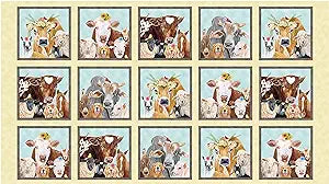 Happy Farm Cream 24" Wide Panel Fabric